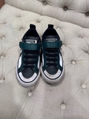 Converse Low Top Sneakers in Black, White & Dark Green